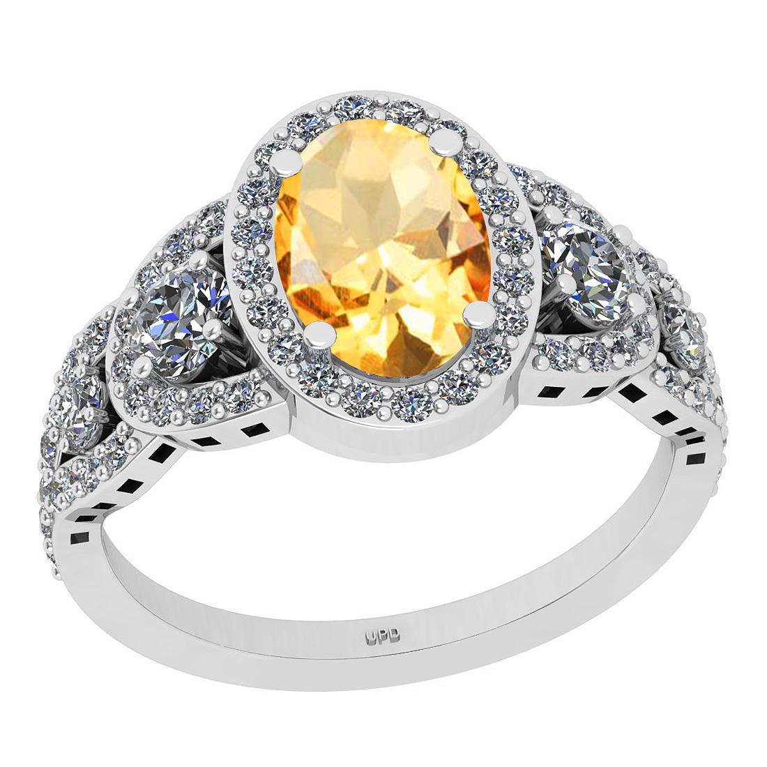 Certified 3.01 Ctw I2/I3 Citrine And Diamond 10K White (1 of 1)