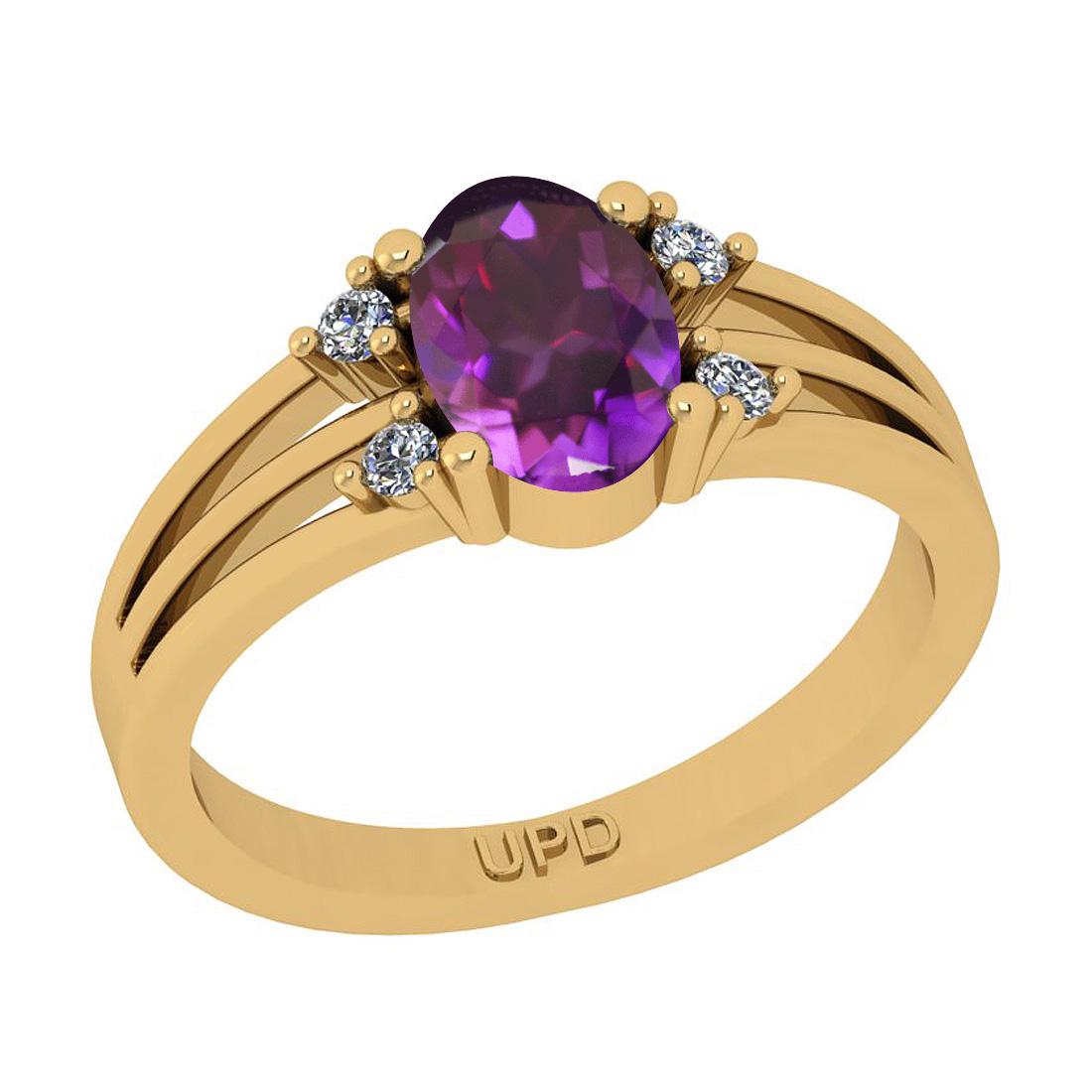 1.35 Ctw I2/I3 Amethyst And Diamond 10K Yellow Gold Pro (1 of 1)