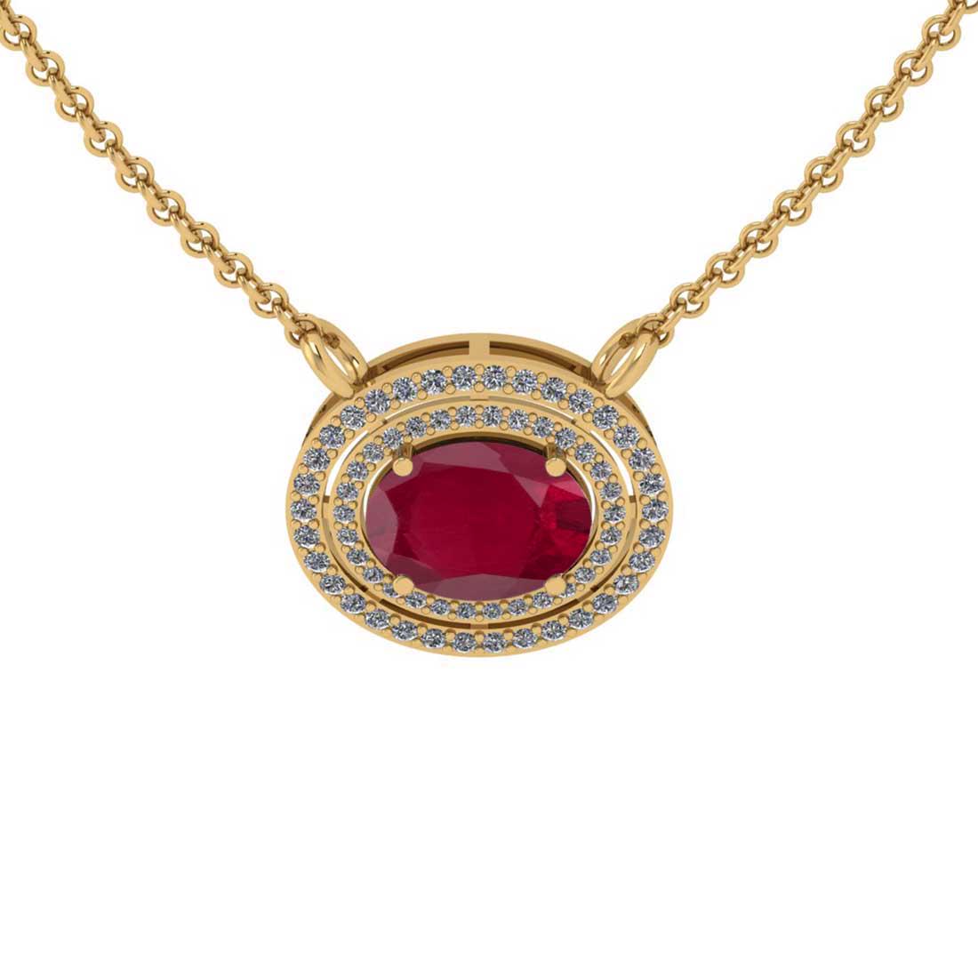2.92 Ctw VS/SI1 Ruby And Diamond 14K Yellow Gold Neckla (1 of 1)