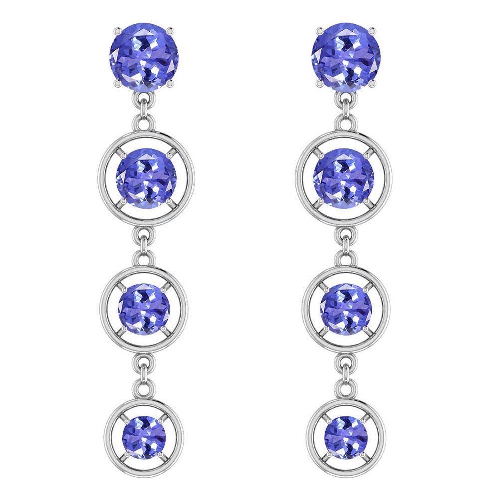 Certified 8.78 Ctw Tanzanite 18K White Gold Dangling Ea (1 of 1)