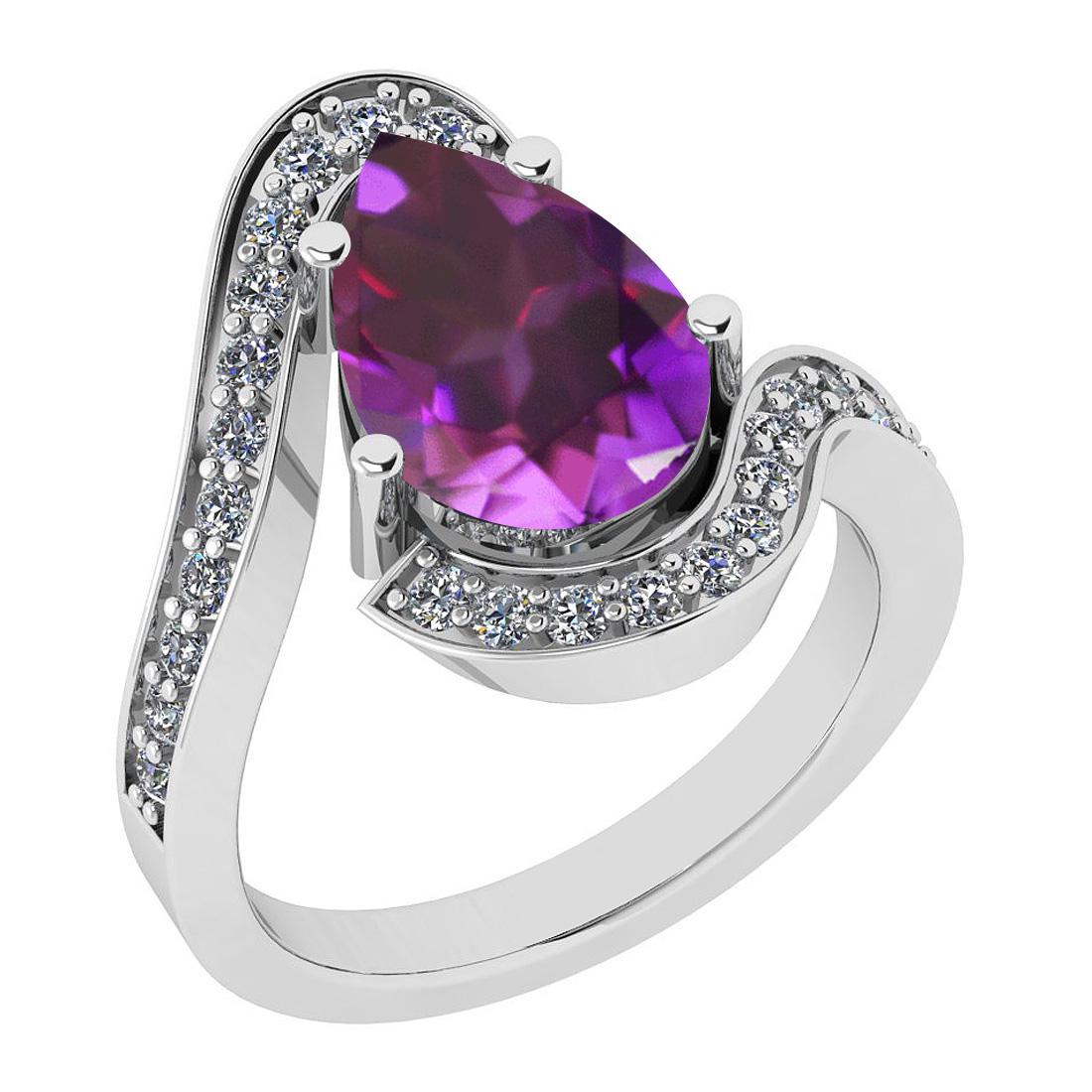 Certified 3.66 Ctw Amethyst And Diamond I2/I3 10K Gold (1 of 1)