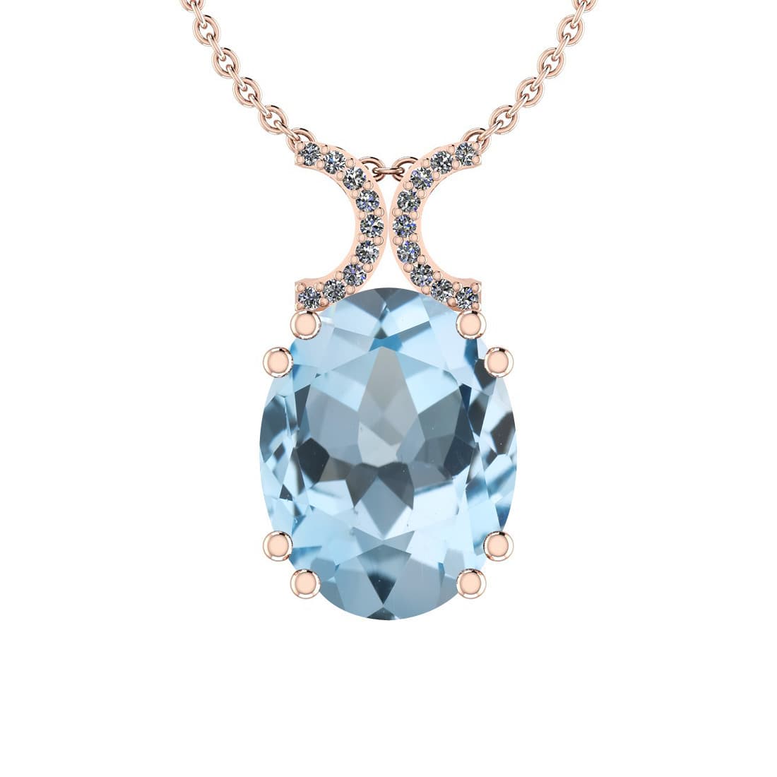 27.85 Ctw I2/I3 Blue Topaz And Diamond 14K Rose Gold Ne (1 of 1)