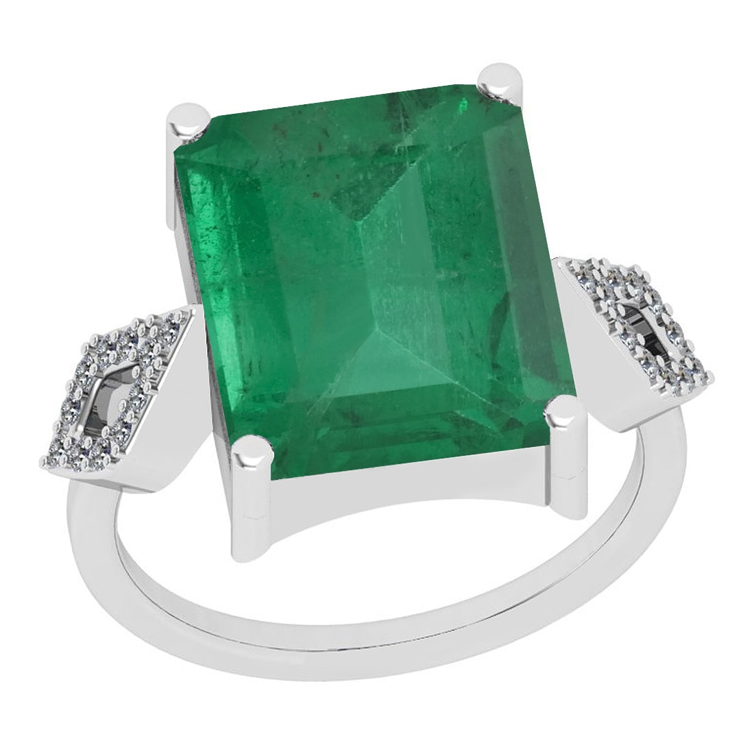 Certified 4.72 Ctw SI2/I1 Emerald And Diamond 14K White (1 of 1)