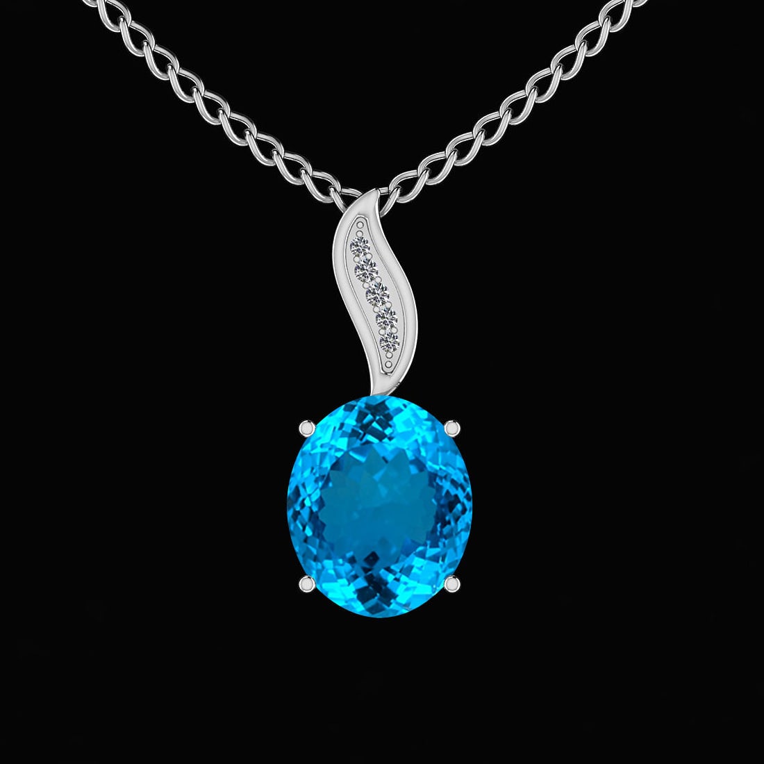 Certified 34.68 Ctw Blue Topaz And Diamond I2/I3 10K Go (1 of 1)