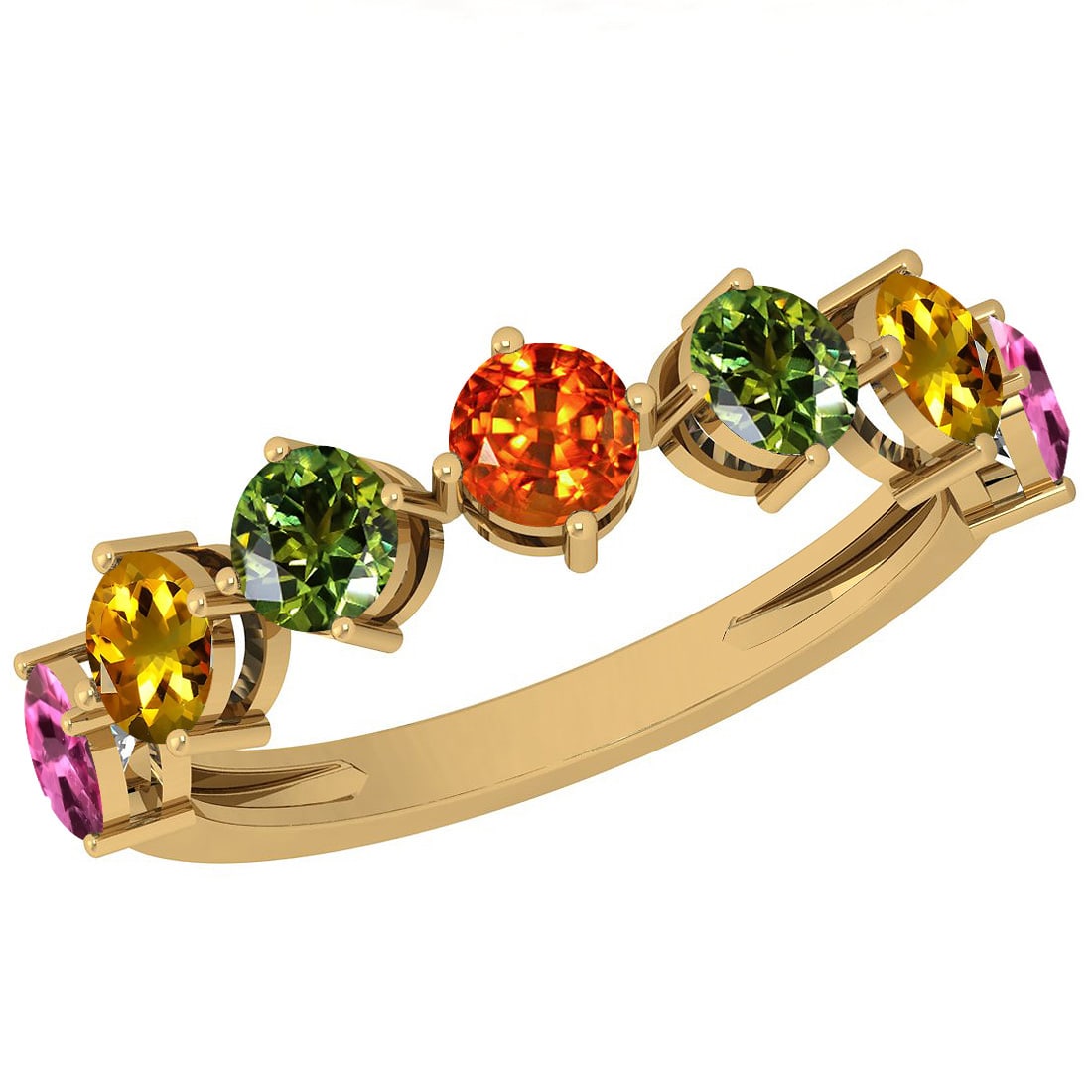0.77 Ctw Multi Sapphire 14K Yellow Gold Entrity Ring (1 of 1)