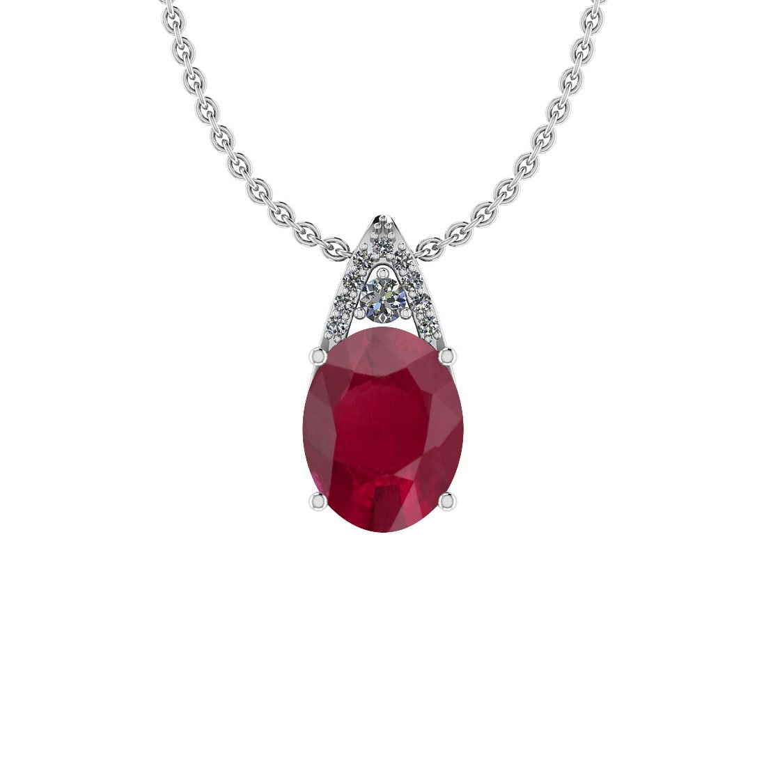 Certified 11.01 Ctw I2/I3 Ruby And Diamond 14K White Go (1 of 1)