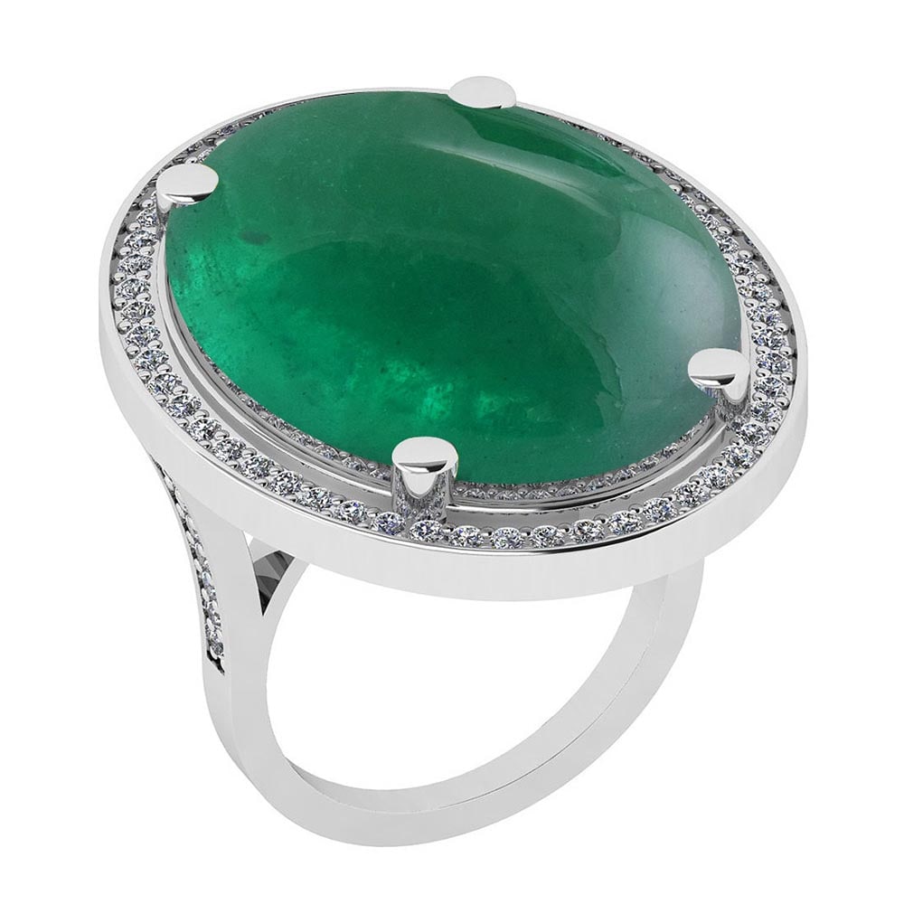 Certified 26.53 Ctw VS/SI1 Emerald And Diamond 14k Whit (1 of 1)