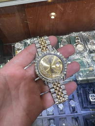 Custom 36mm Two Tone Full Diamond Rolex 12 cttw Diamond