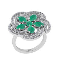 3.51 Ctw VS/SI1 Emerald and Diamond 14K White Gold Enga