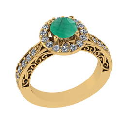 1.90 Ctw VS/SI1 Emerald and Diamond 14K Yellow Gold Eng