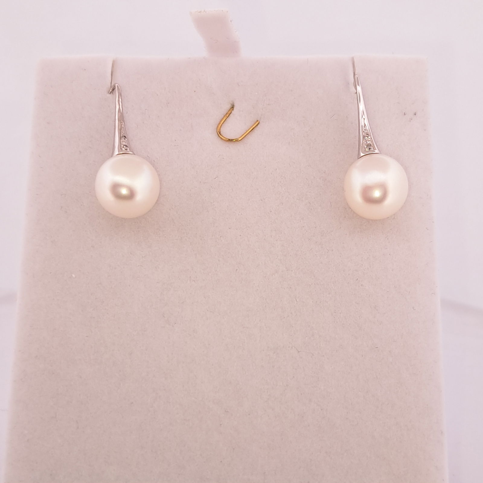 Ladies Cultered Pearl and diamond earrings set in 18k white gold (1 of 1)