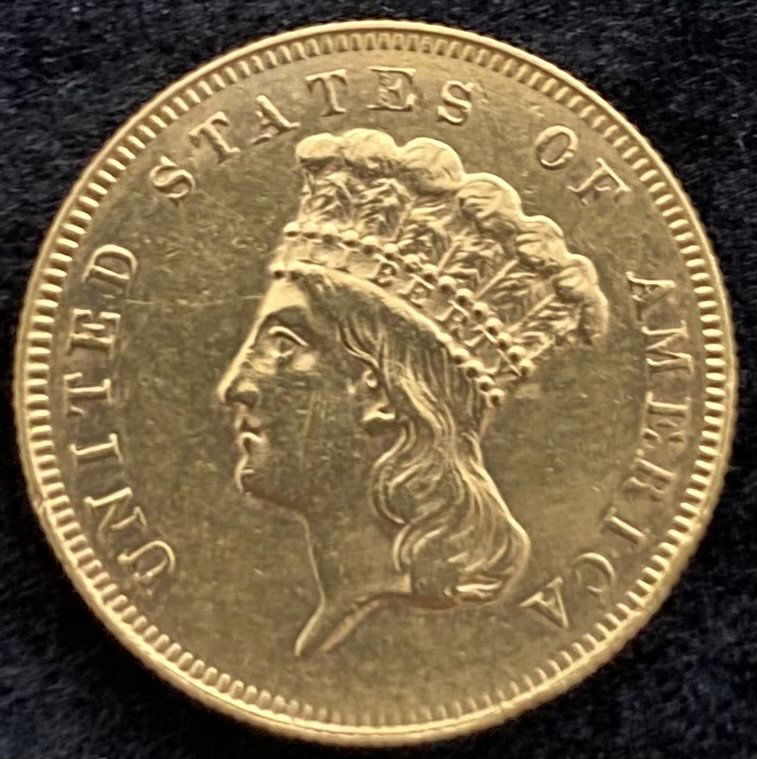 1866 Three Dollar Gold Coin (1 of 2)
