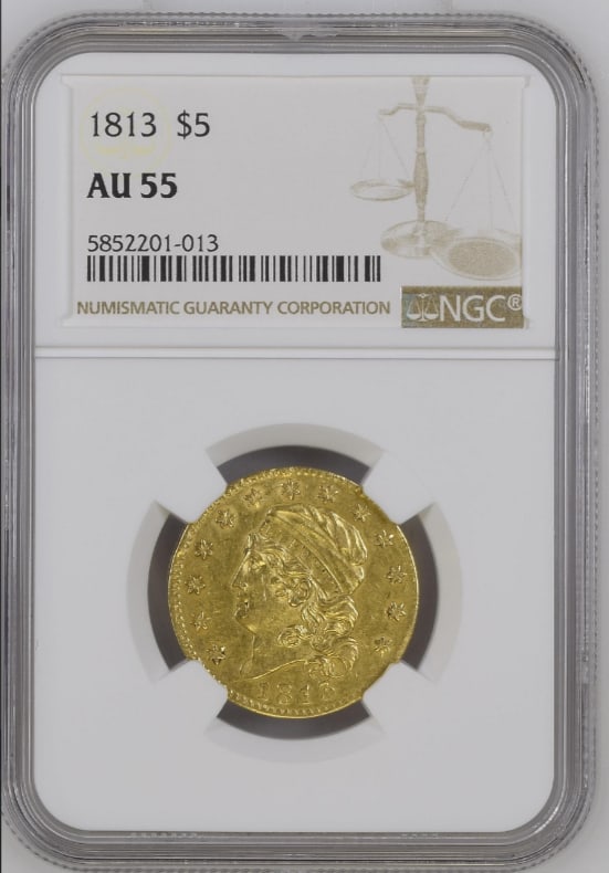 1813 $5 Capped Bust Gold AU55 NGC Graded (1 of 2)