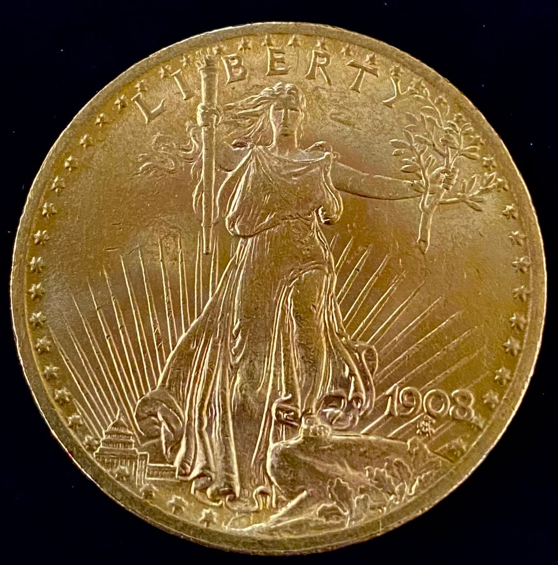 1908 $20 St. Gaudens 'NO MOTTO' Gold (1 of 2)