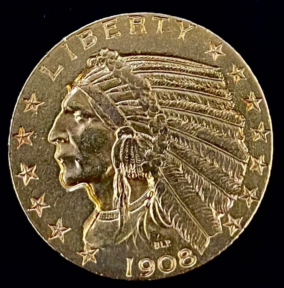 1908 $5 Indian Head Gold (1 of 2)