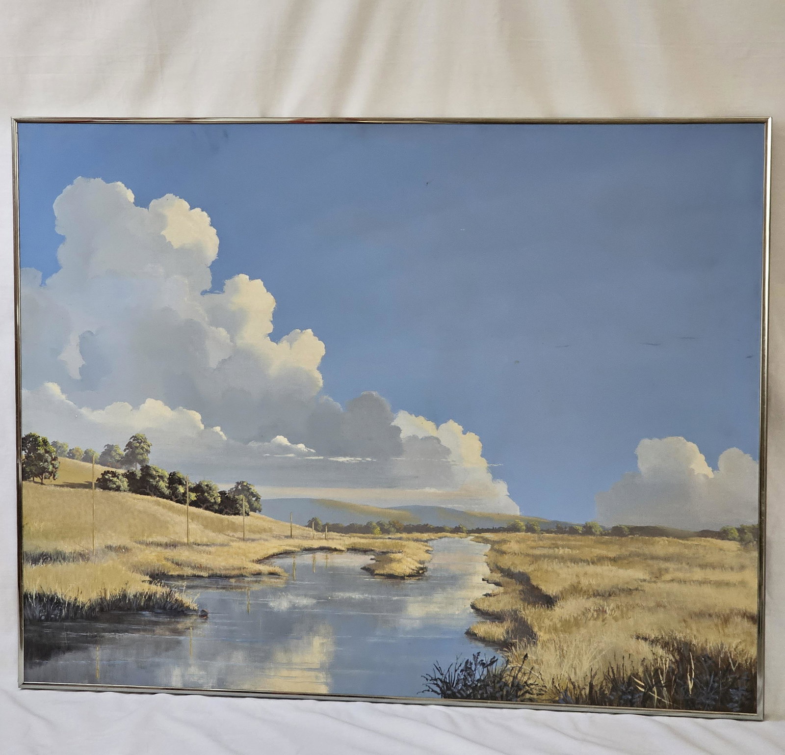"Near Santa Venetia" by Frances Seitas (1928-2009): Vintage acrylic California scenery painting of place "Near Santa Venetia" by Frances (Fran) Seitas (1928-2009)