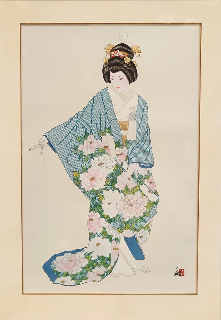 Geisha in Blue 'Happiness' by Hisashi Otsuka (1 of 10)