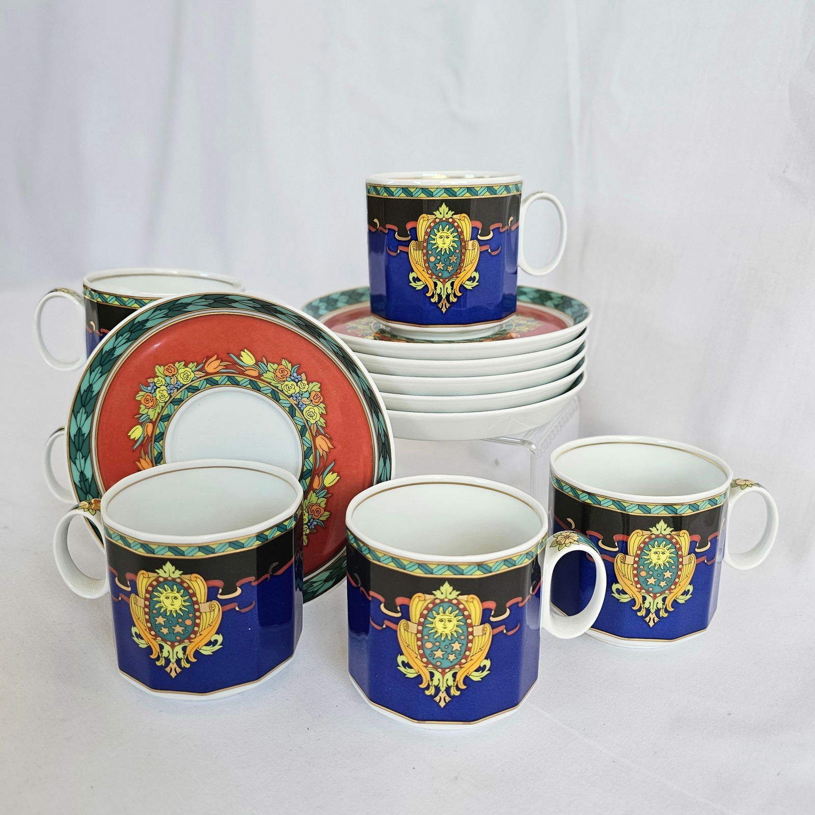 Set of Versace "Le Roi Soleil" Demitasse Cups and Saucers (1 of 12)