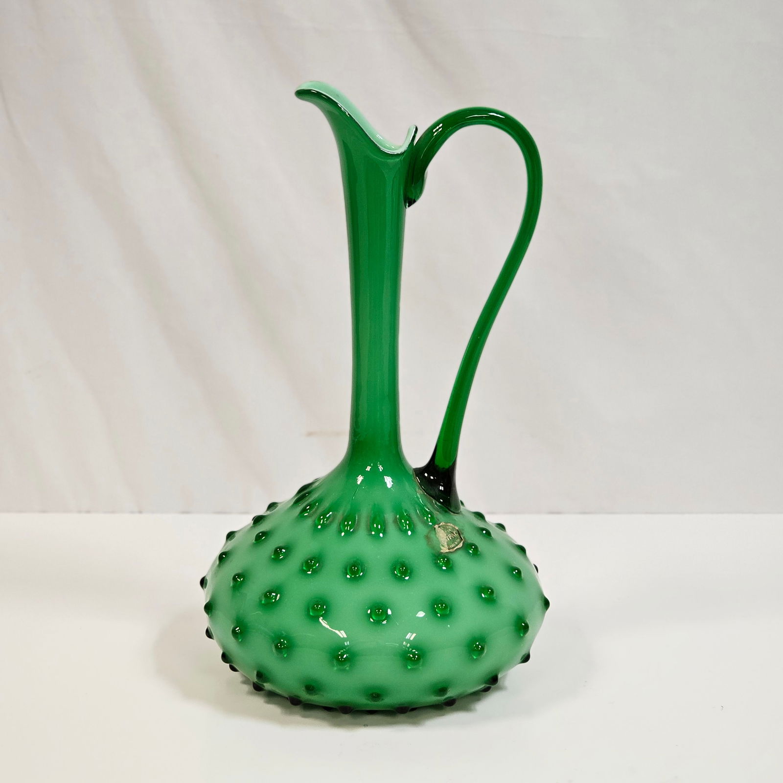 Large Italian Art Glass Green Pitcher (1 of 8)