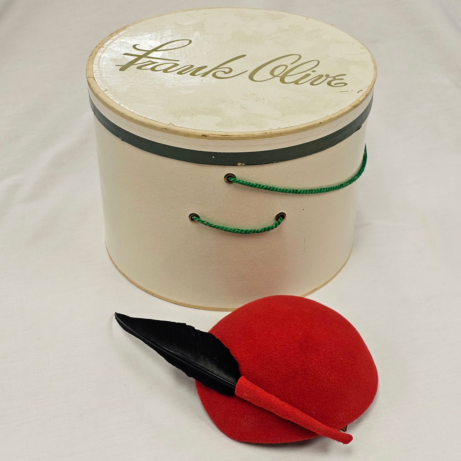 Frank Olive Red Wool Hat with Feather (1 of 5)