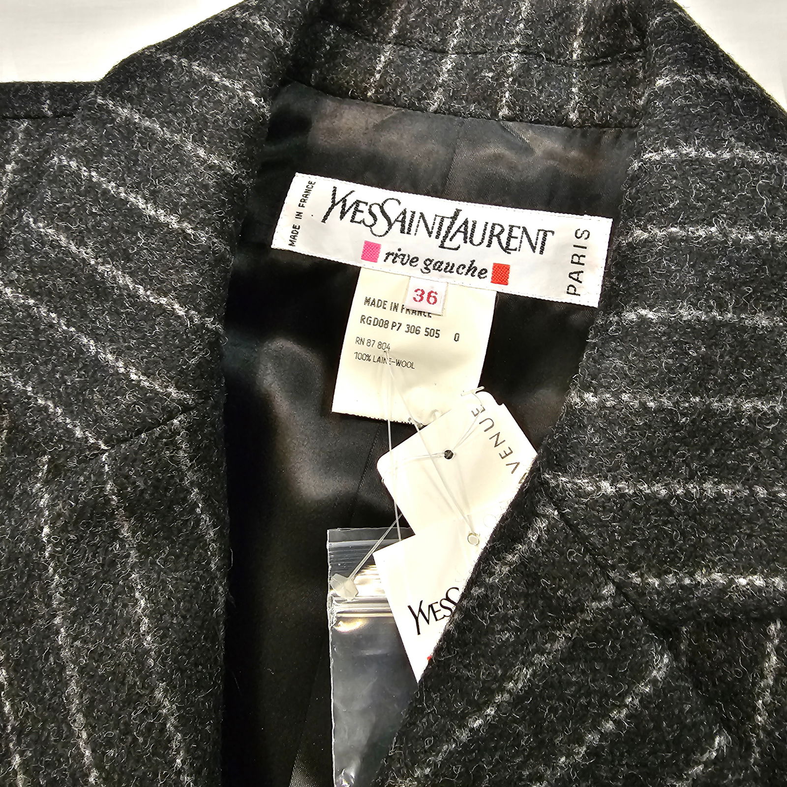 Gray and White Pinstripe Yves Saint Laurant YSL Coat (1 of 2)