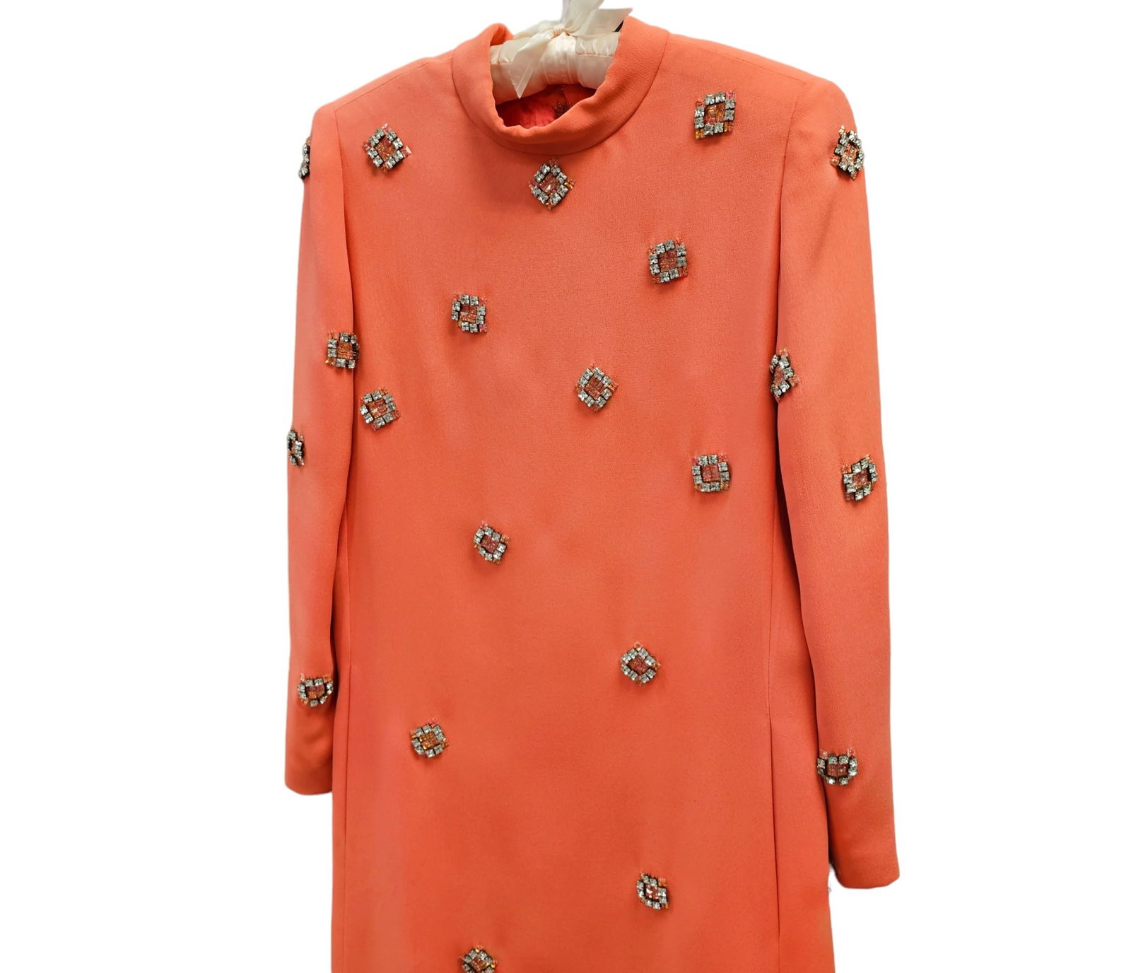 Gustave Tassell Coral Long Sleeve Dress with Rhinestone Accents (1 of 17)
