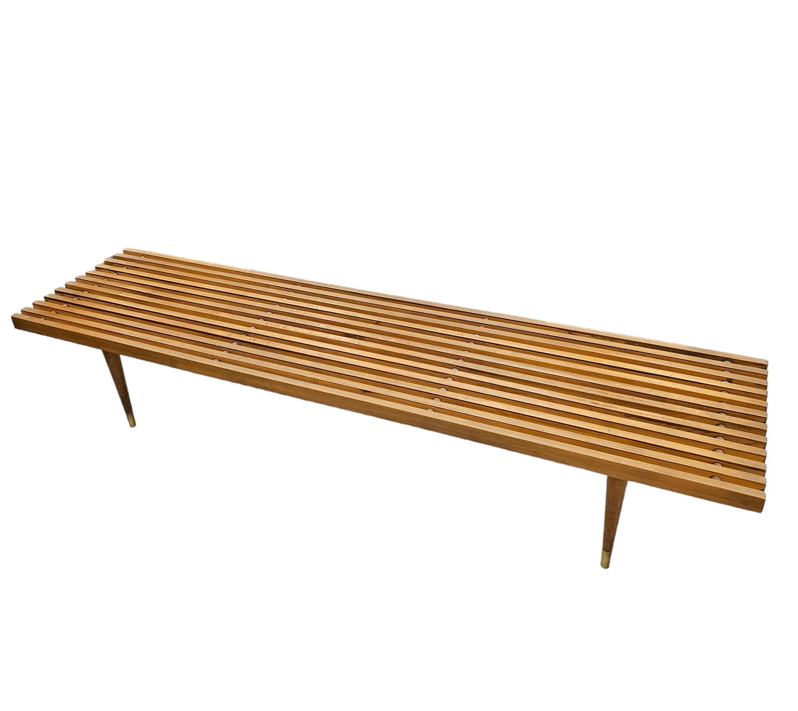 Mid Century Slatted End Table: Mid century style slatted wood end table