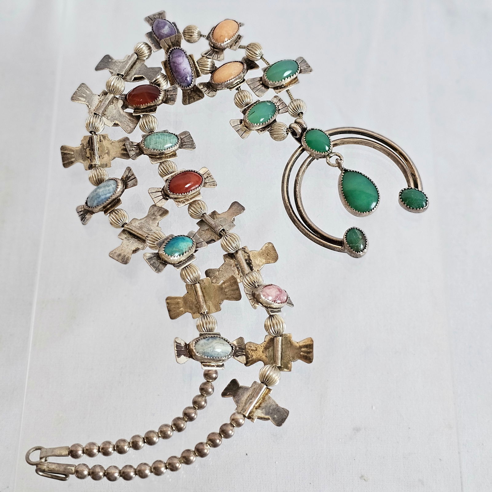 Native American Multi-Stone, Sterling Silver Necklace (1 of 12)