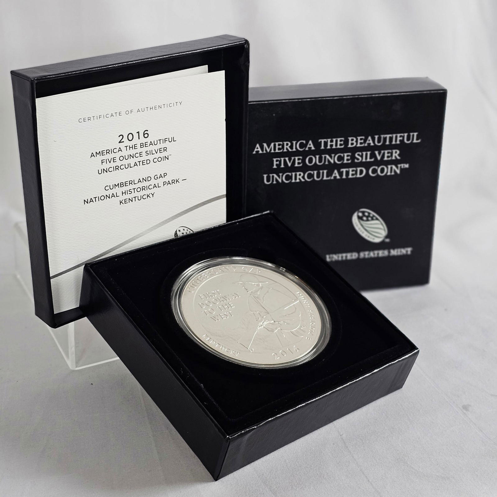 2016 America the Beautiful Five Ounce Silver Uncirculated Coin - Cumberland Gap (1 of 5)
