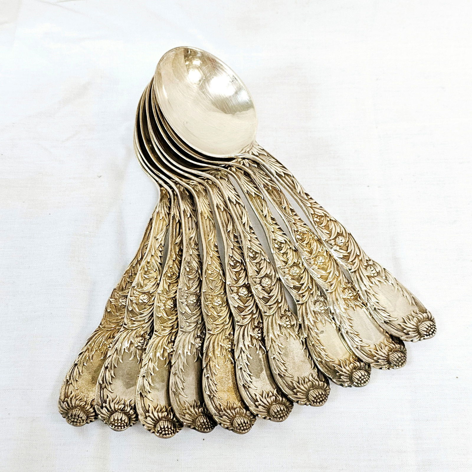 Tiffany & Co "Chrysanthemum" Sterling Soup Spoons (1 of 6)