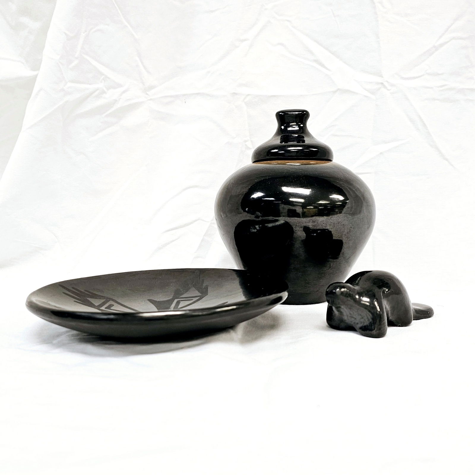 Group of Three San Ildefonso Santa Clara Pottery (1 of 3)