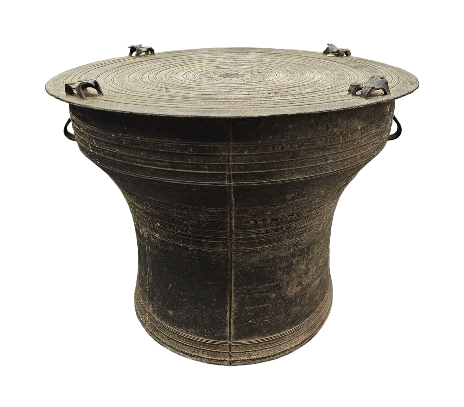 Asian Rain Drum: Largest Diameter is 20.25", height is 15.5".