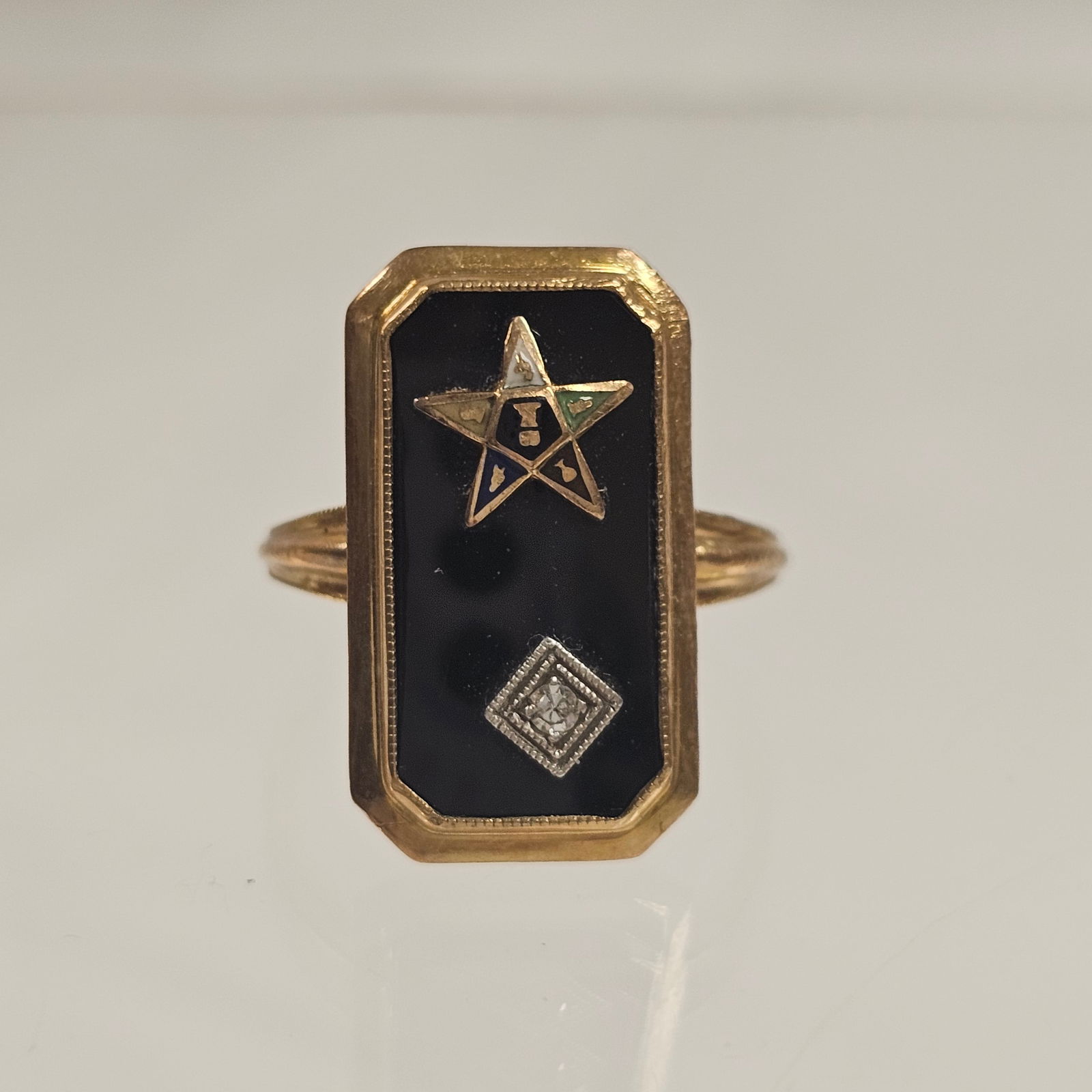 Diamond, Onyx, 10k Yellow Gold Masonic Ring (1 of 7)