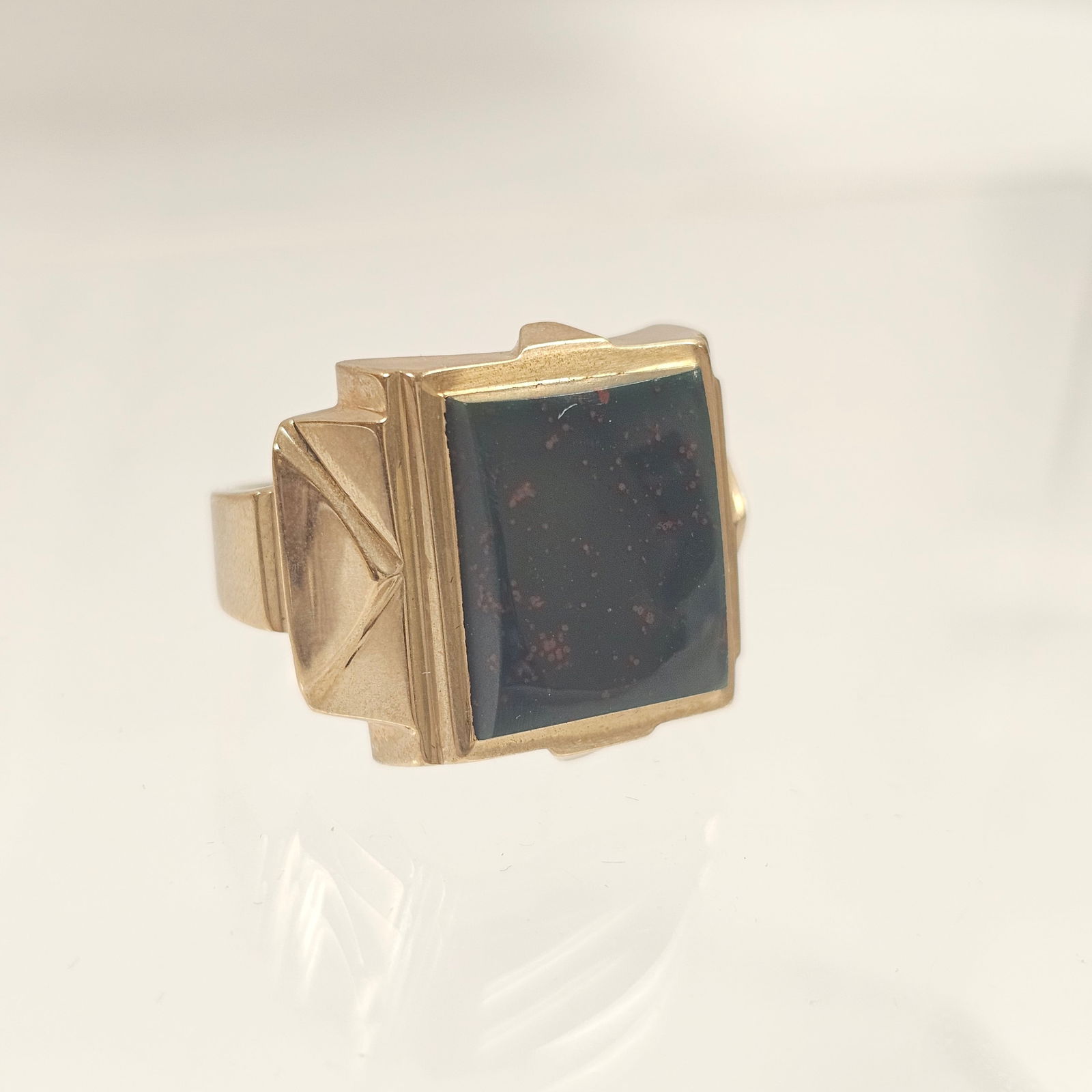 Gent's Art Deco Bloodstone, 10k Yellow Gold Ring (1 of 9)