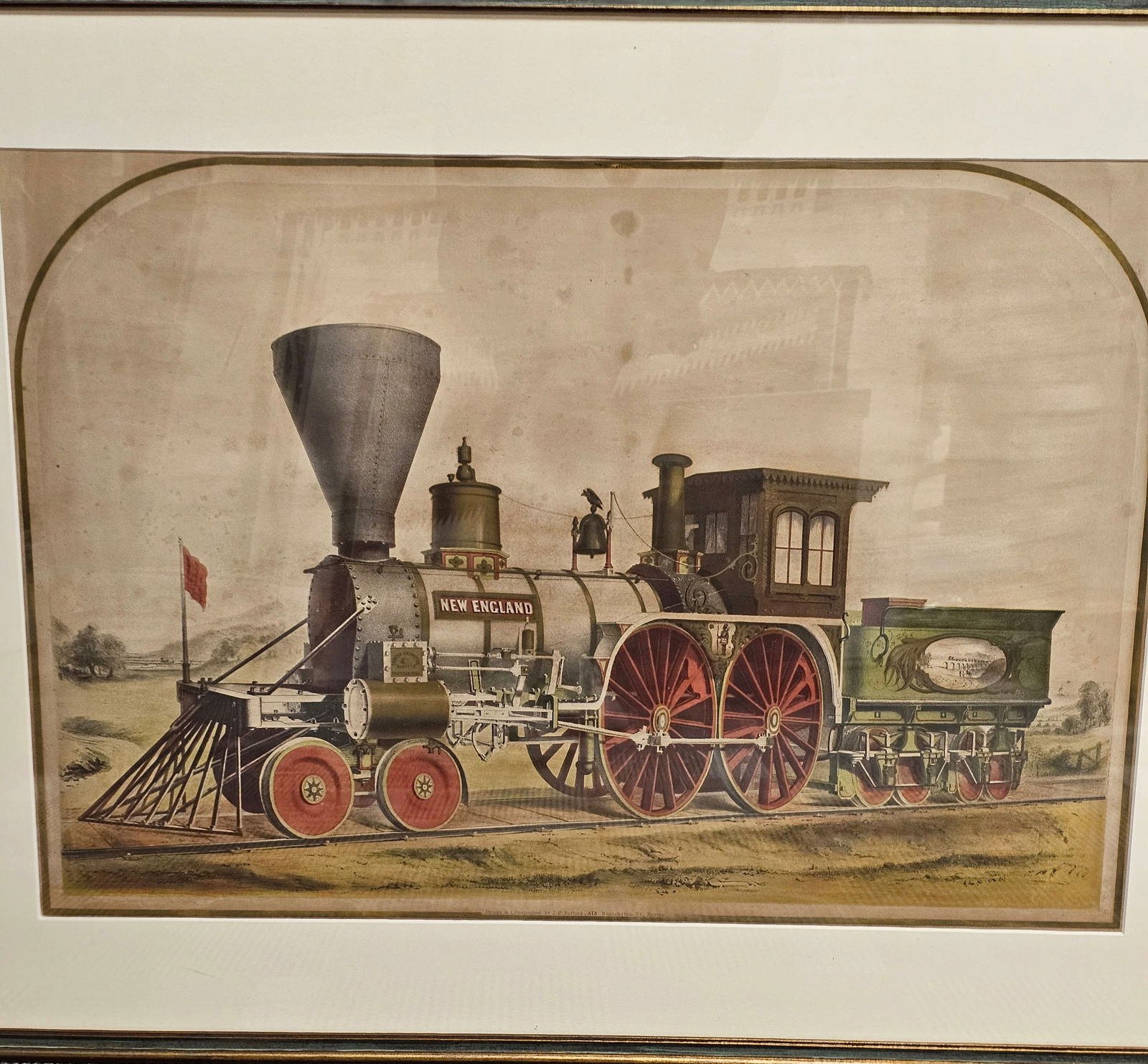 New England Locomotive Lithograph by J.H. Bufford (1 of 10)