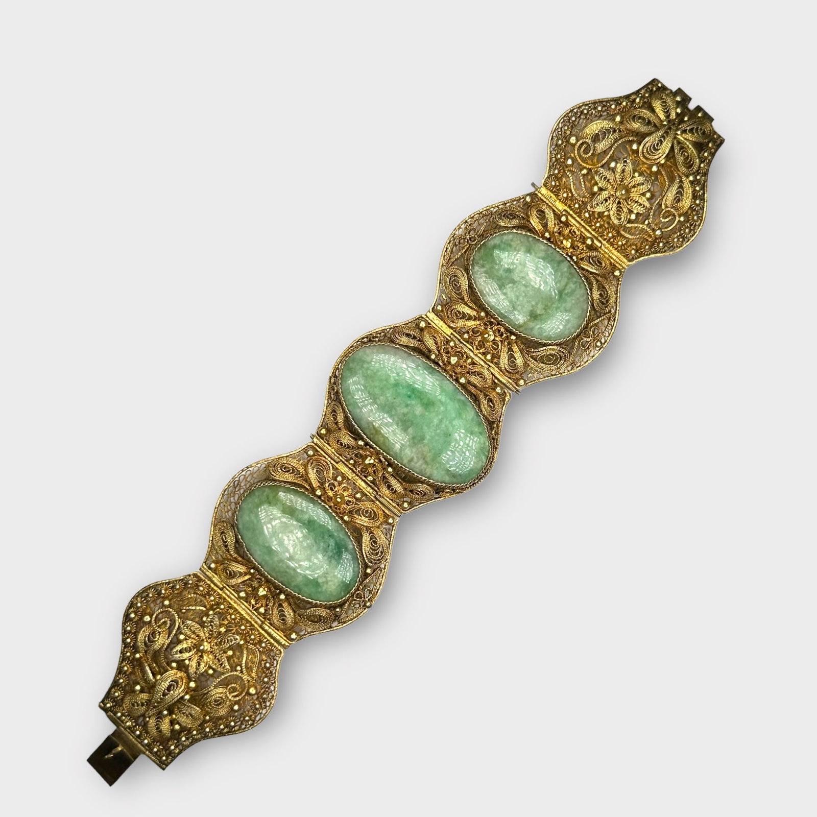 Chinese Export Hardstone, Silver-Gilt Bracelet (1 of 5)