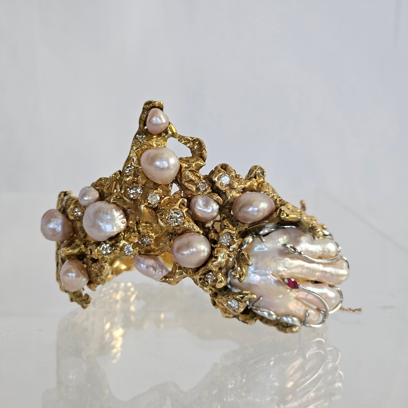 Diamond, Ruby, Freshwater Pearl, 18k Bracelet (1 of 13)