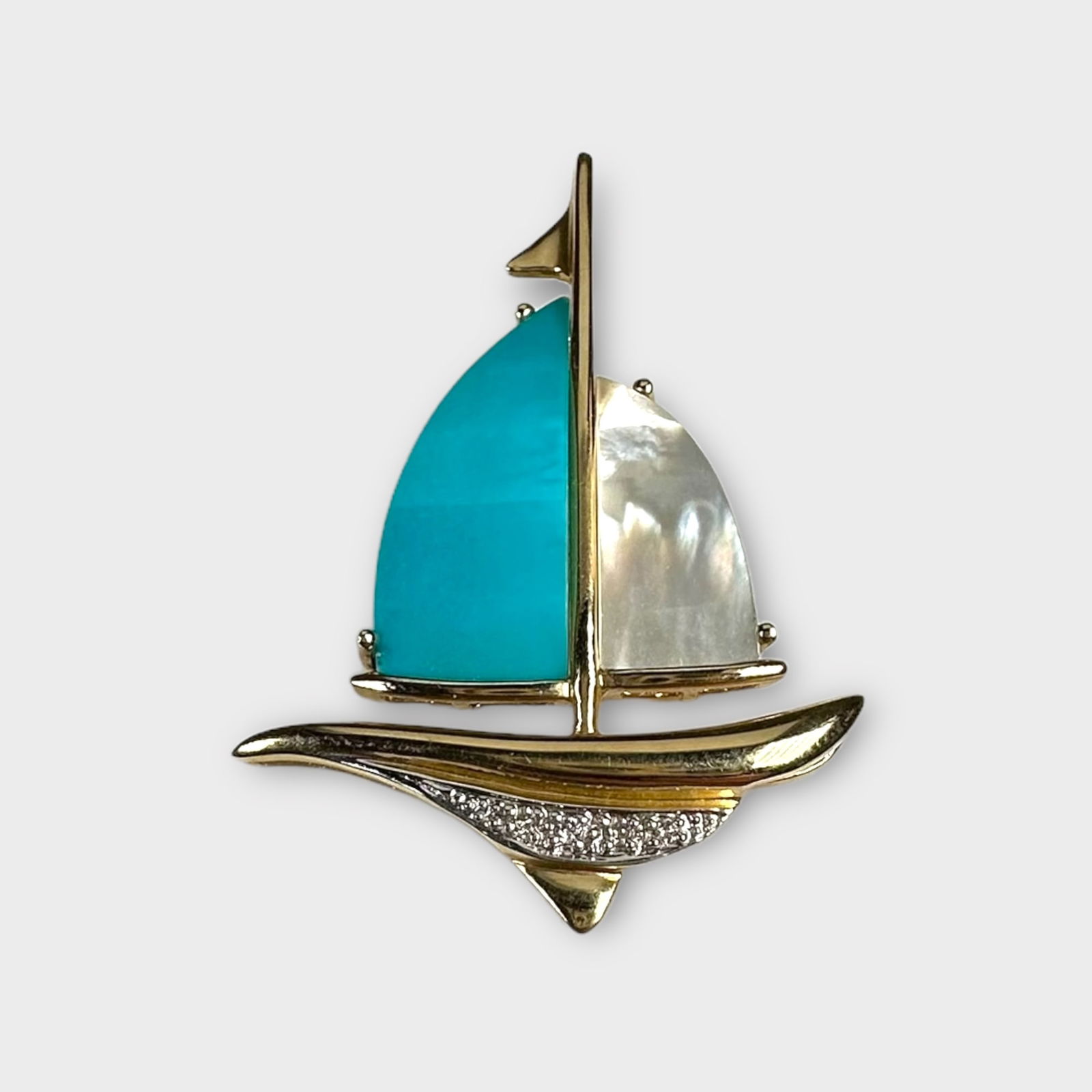 Diamond, Multi-Stone, 14k Sailboat Pendant (1 of 3)