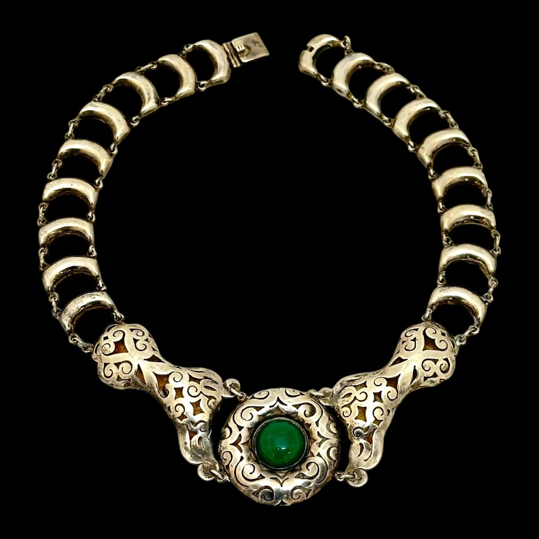 Agate, Mexican Sterling Silver Necklace, C. Molina (1 of 5)