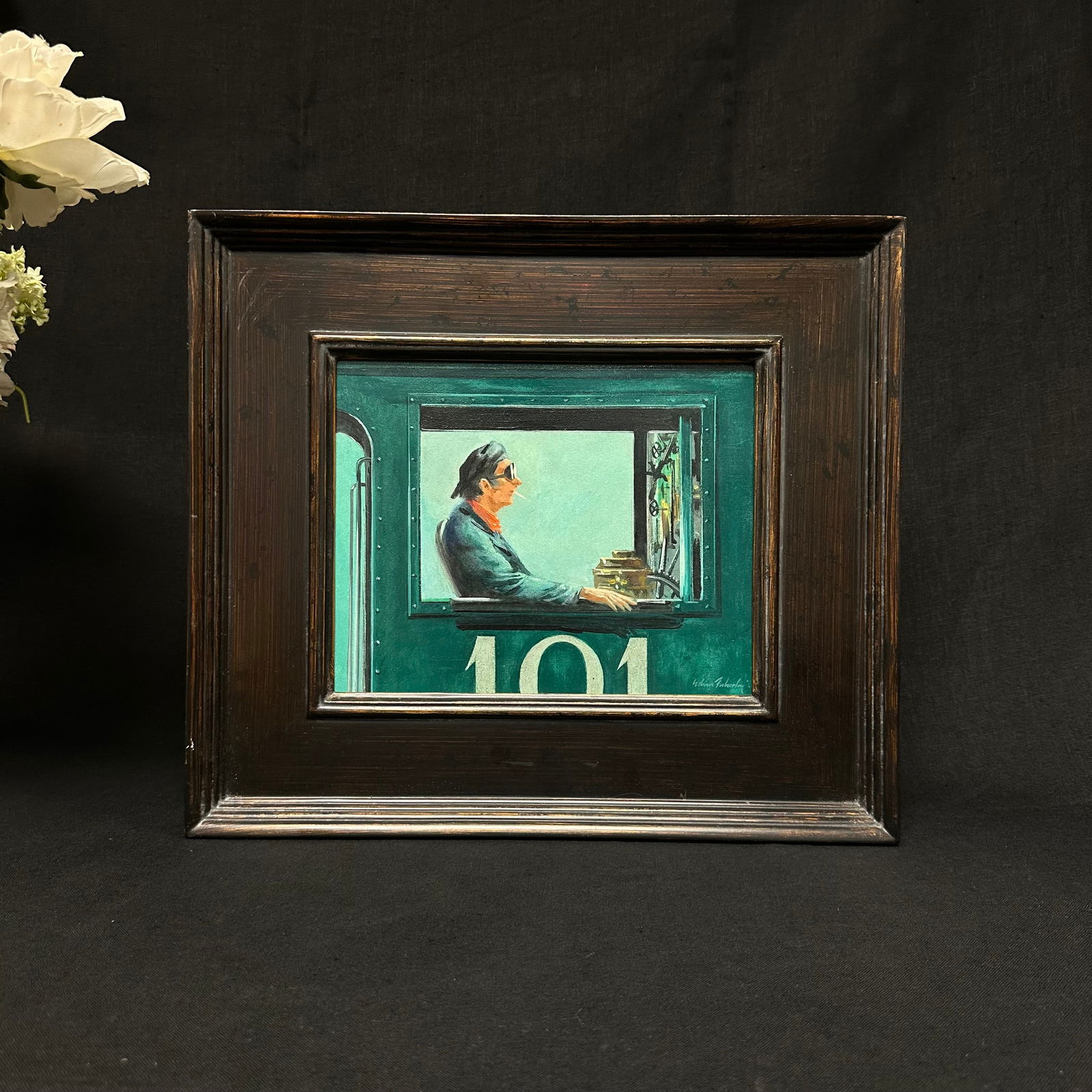 Edwin Fulwider (American, 1916-2003) "The Engineer" Oil on Masonite (1 of 6)