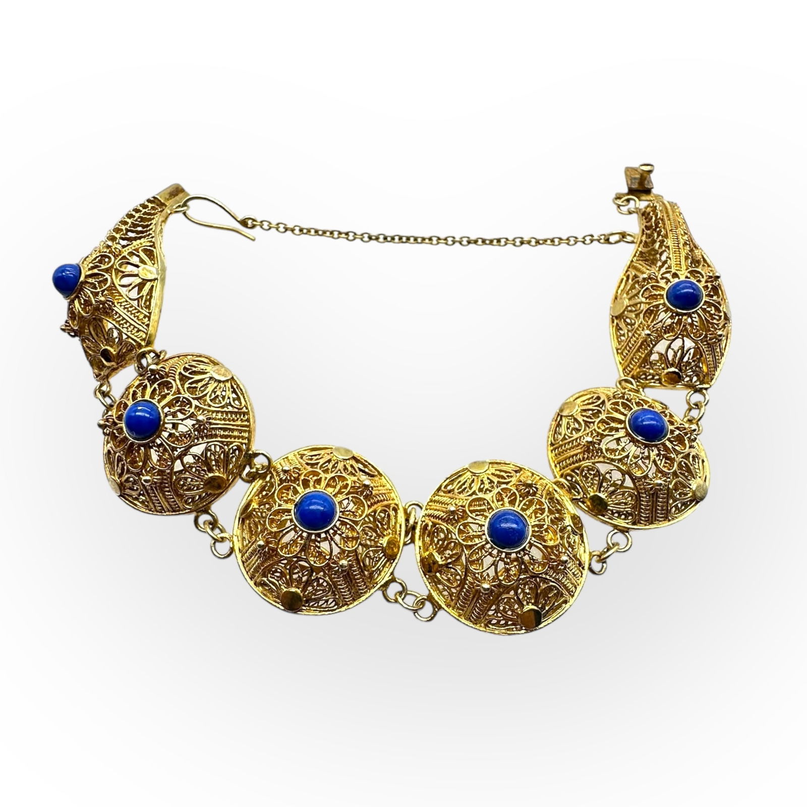Chinese Export Lapis, Silver Gilt Bracelet (1 of 4)