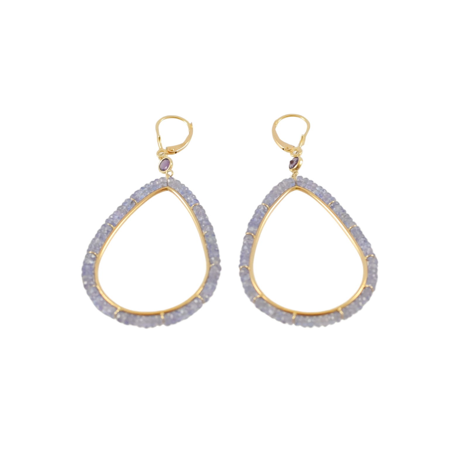 Pair of Tanzanite, Amethyst, 14k Yellow Gold Earrings (1 of 3)