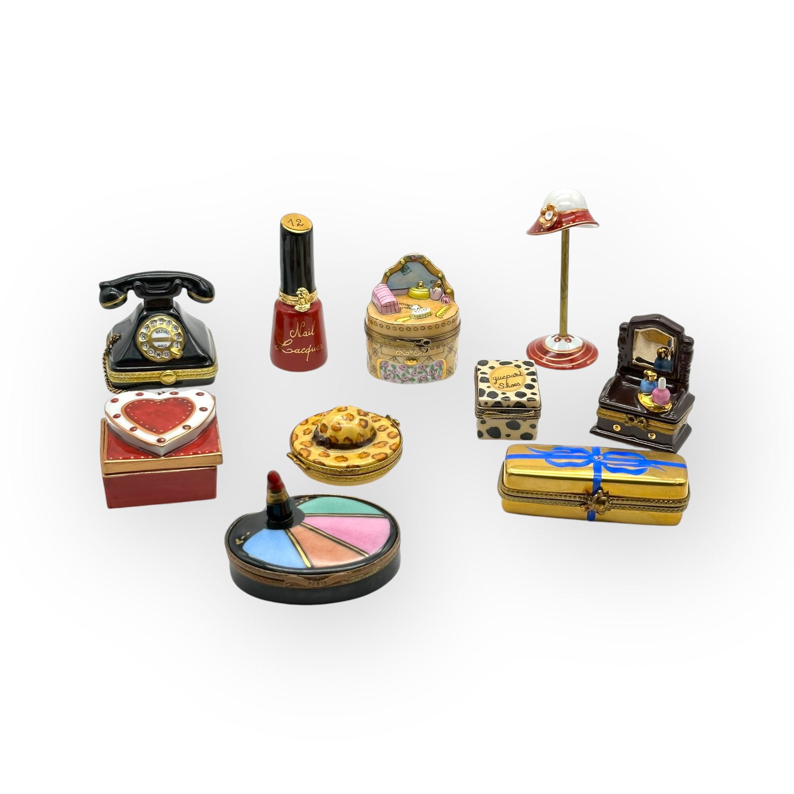 Group of 10 French Limoges Porcelain Lidded Boxes (1 of 9)