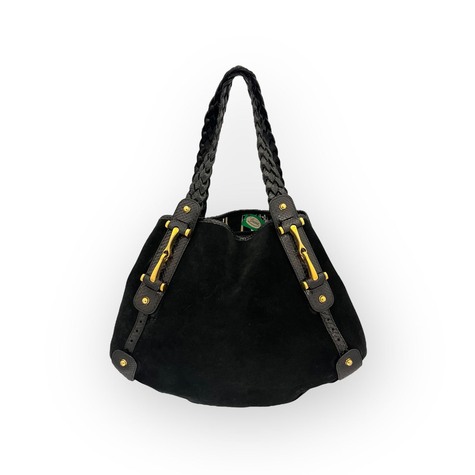Vintage Gucci Black Suede and Snakeskin Hobo Handbag (1 of 10)