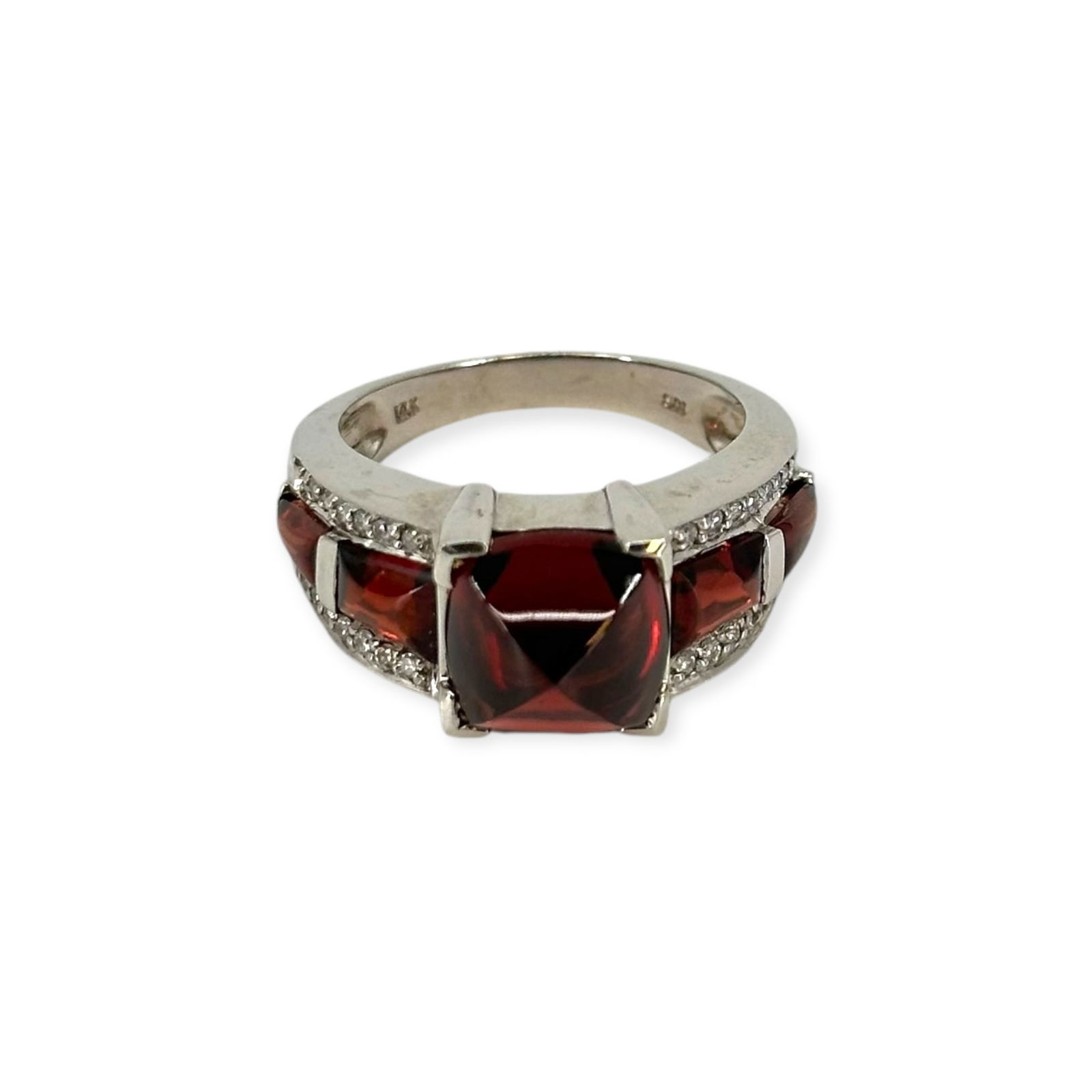 Garnet, Diamond, 14k White Gold Ring (1 of 5)