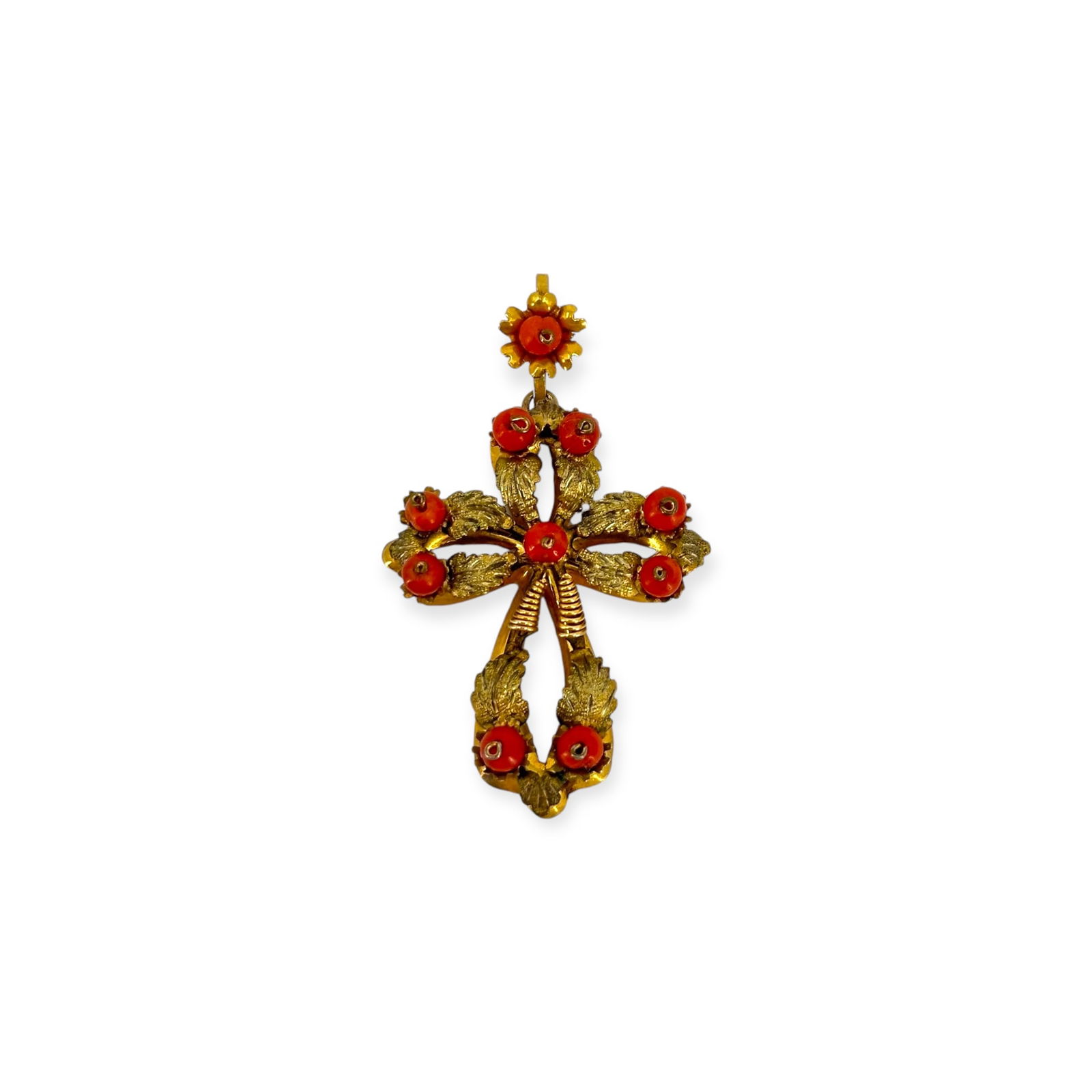 Victorian Coral, 10k Yellow Gold Cross (1 of 4)