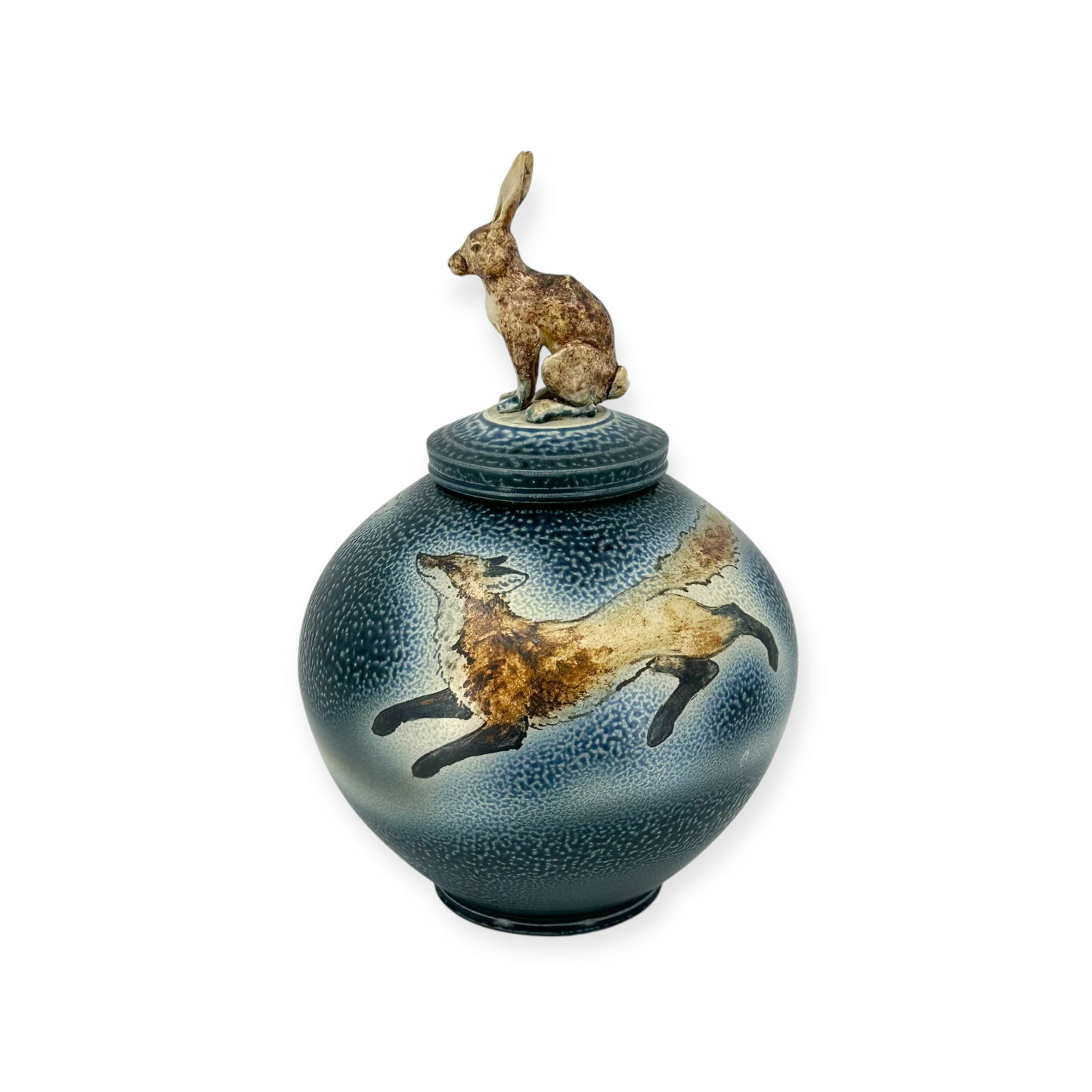 Charlie Tefft Contemporary Lidded Ginger Jar "Rabbit and Fox" (1 of 6)