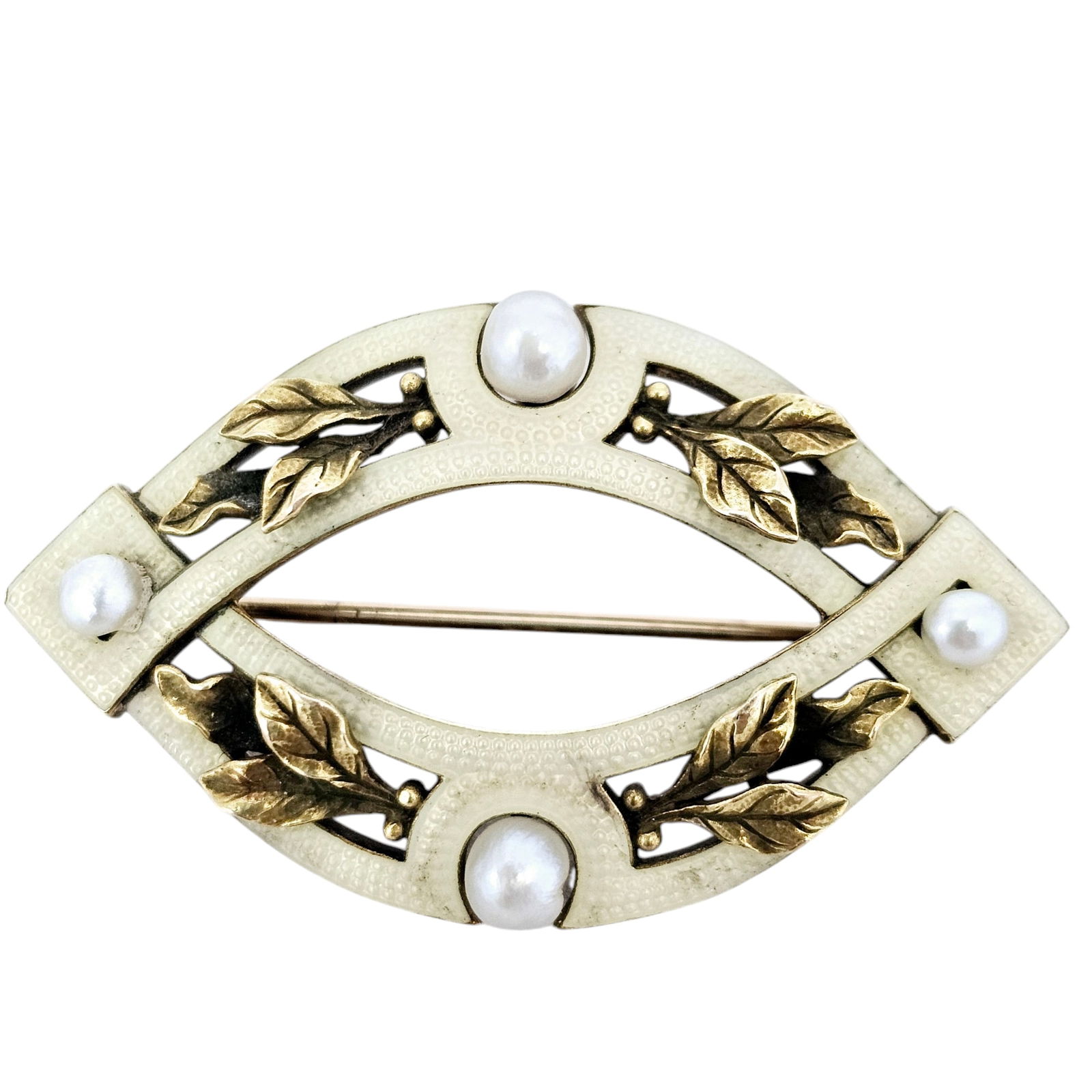 Antique Pearl, Enamel, 14k Yellow Gold Pin (1 of 3)