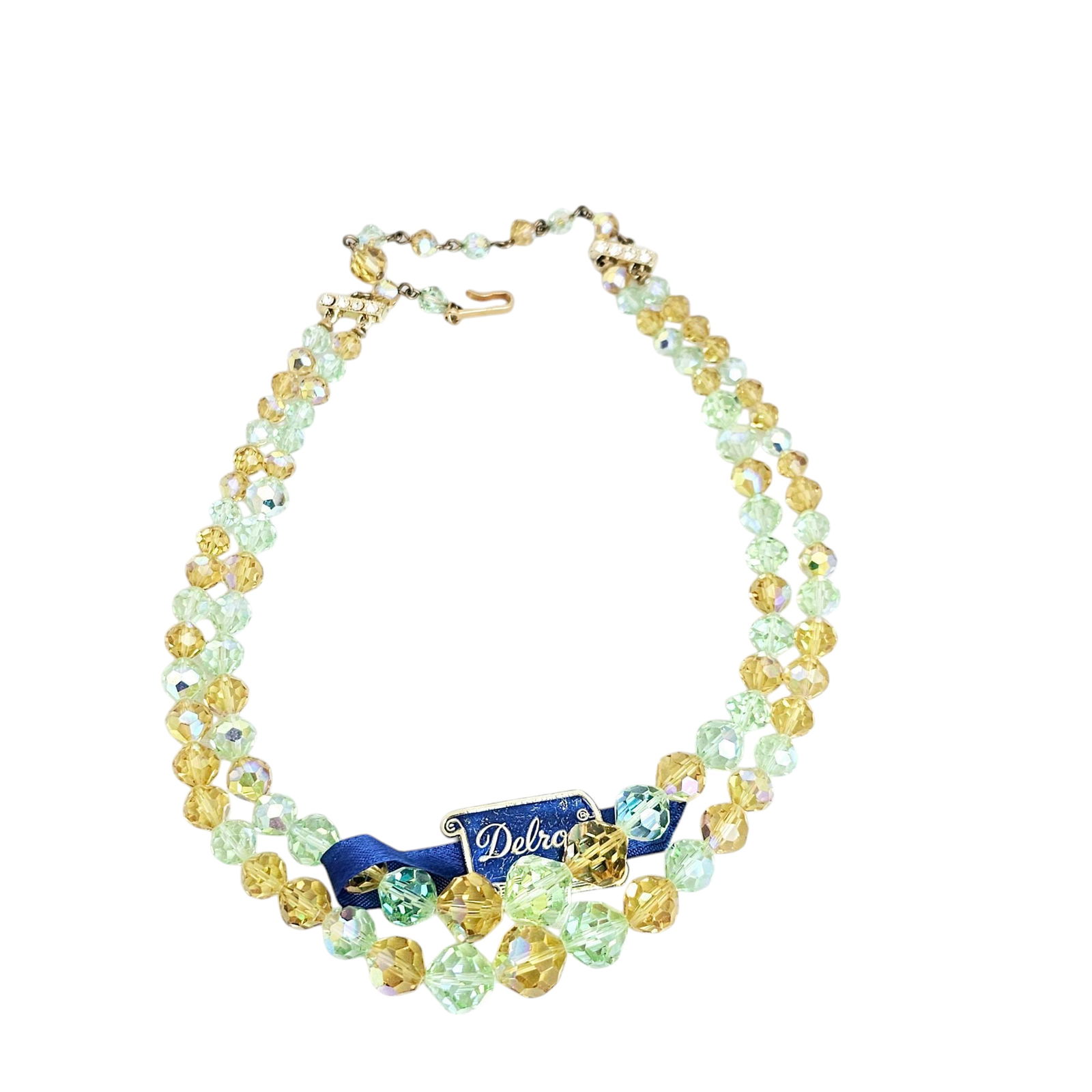 Vintage Delroy "Lemon Lime" Crystal Necklace