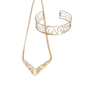 Vintage Krementz Gold-Tone Necklace and Bracelet